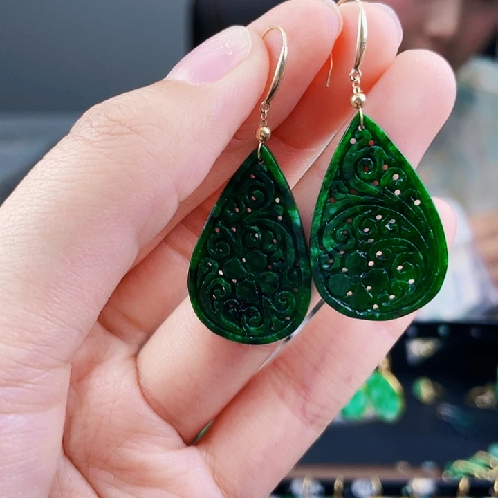 翡翠耳饰18K金镶嵌饰品