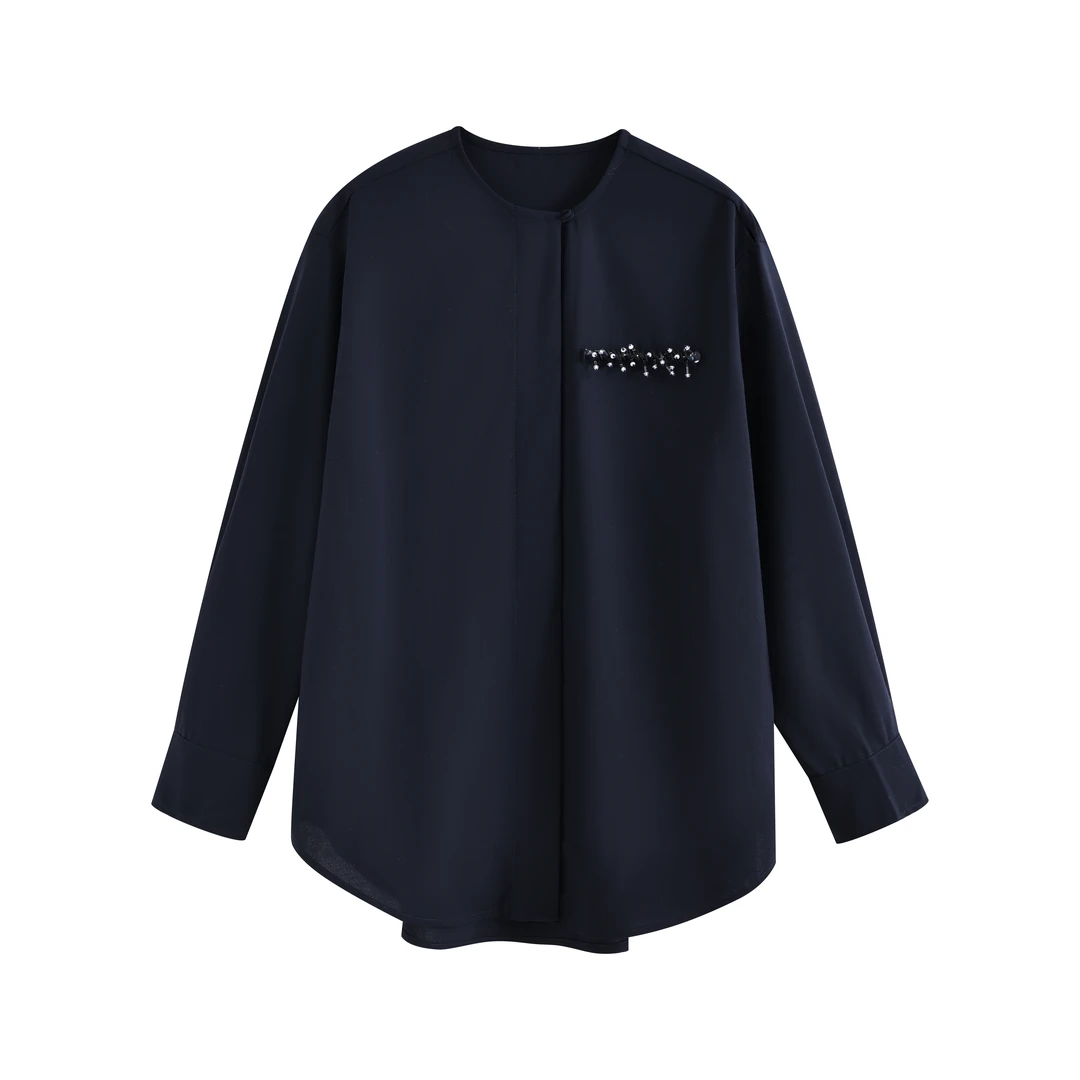 10106宽松型纯色极简风秋季衬衫女装时尚潮流小众衬衣10234