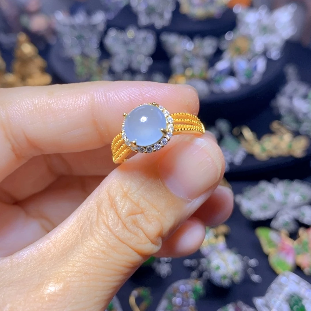 翡翠银S925镶嵌吊坠(不含链)天然翡翠