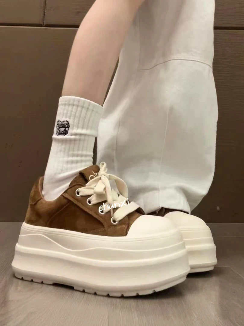 7cm小白鞋韩版增高厚底休闲鞋女2025秋新款百搭简约小个子复古鞋