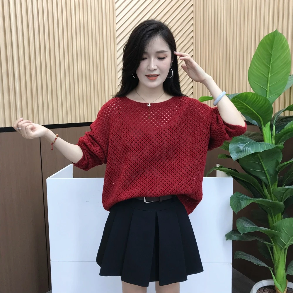 2025早秋季新款韩版时尚百搭圆领长袖针织衫女宽松显瘦毛衣上衣