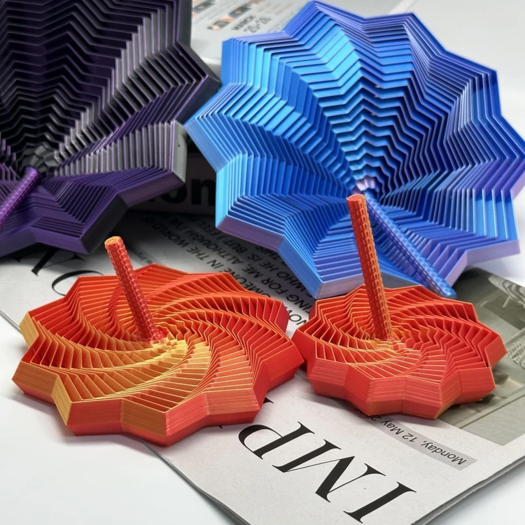 3D打印螺旋塔创意解压带手柄六边形立体萝卜塔趣味错觉玩具