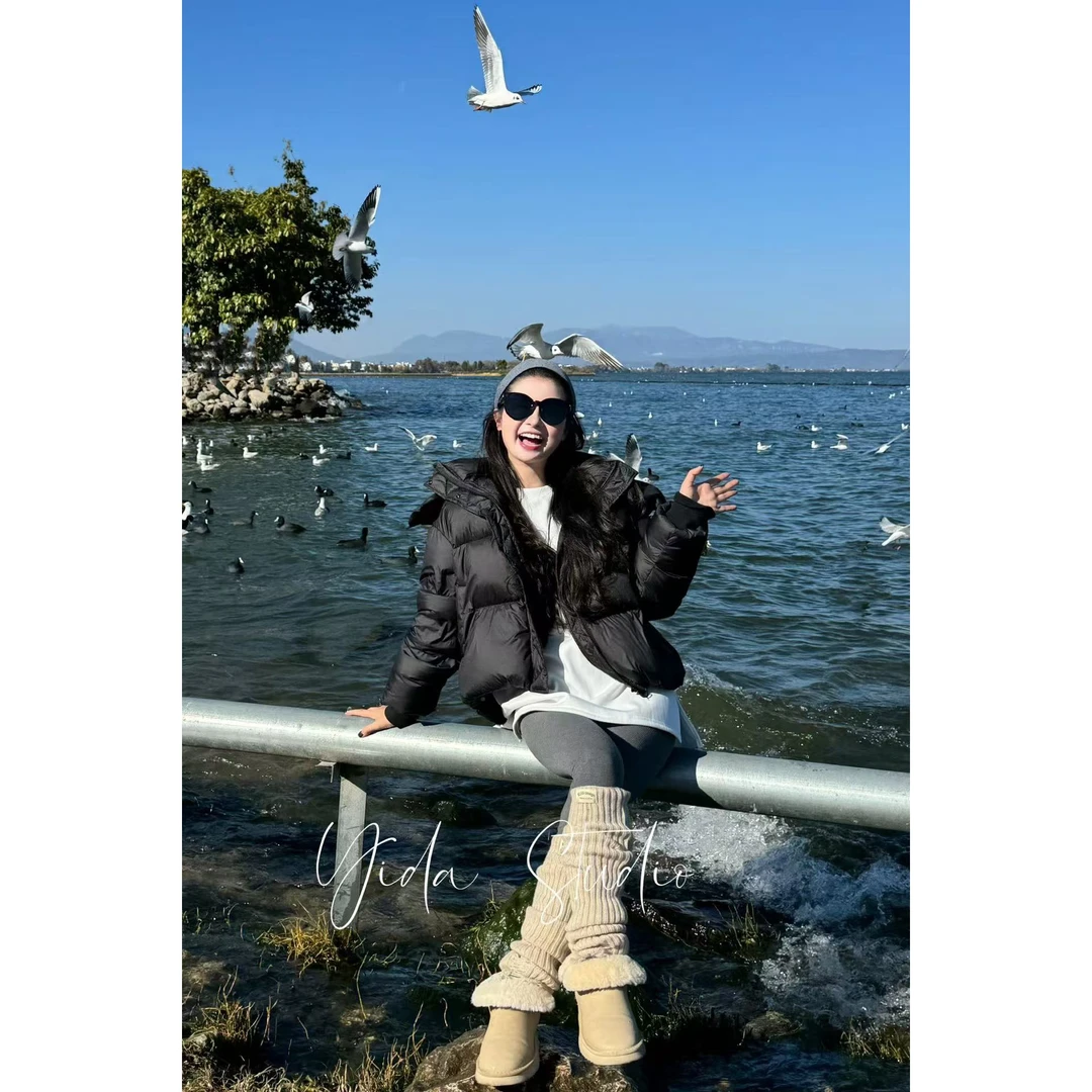 YIDA【黑泡芙】舒适面包款保暖鹅绒服外套（配可拆卸帽子）