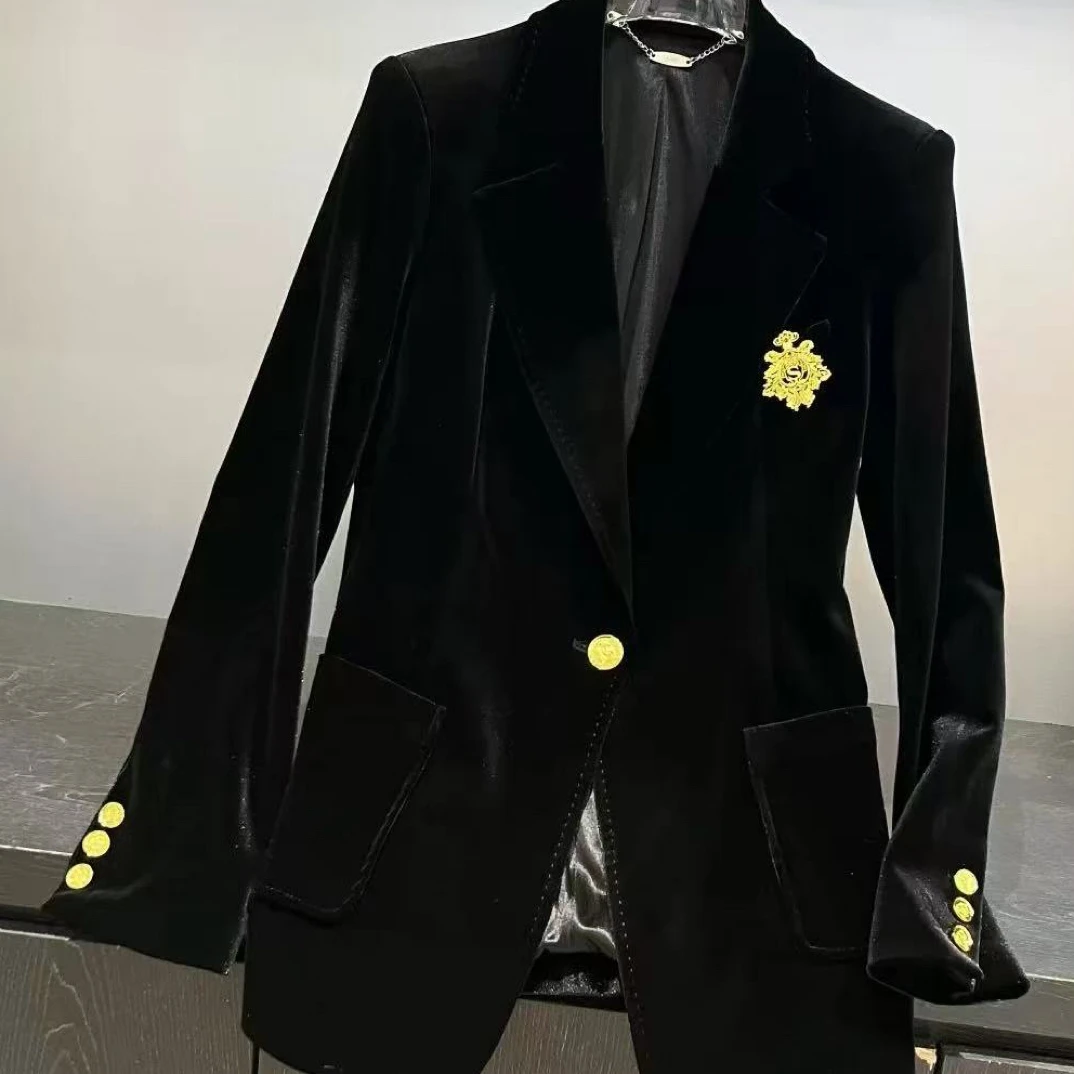 蕊蕊家秋季气质高雅丝绒西服