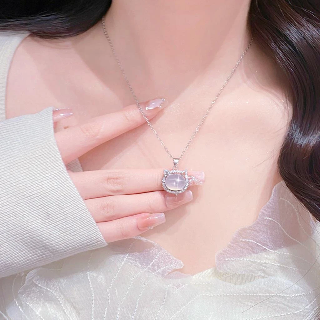 坠链均925银 凯蒂猫咪项链女款轻奢高级感纯银锁骨链送女友闺蜜