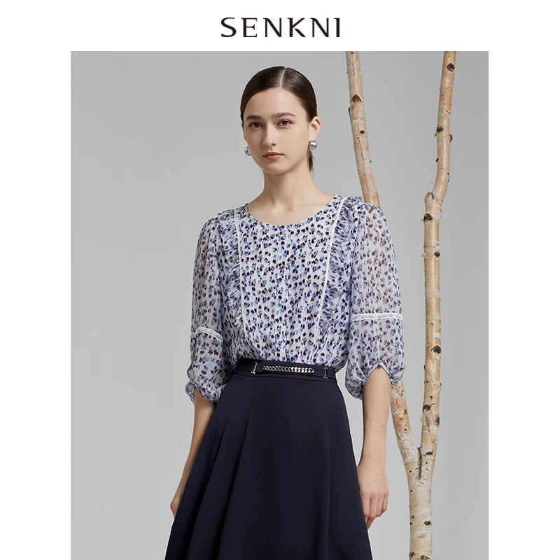 圣可尼雪纺印花小衫S121204MF