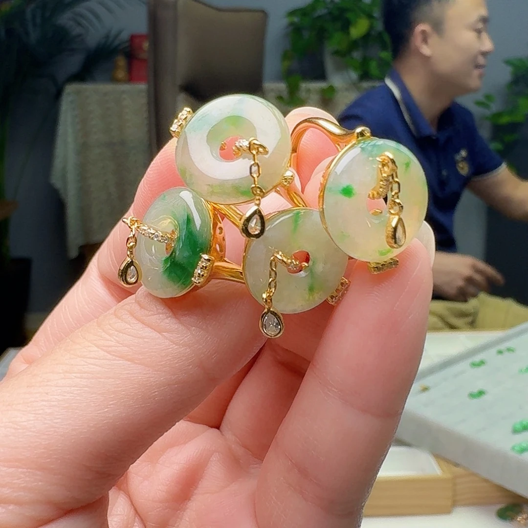 翡翠银S925镶嵌戒指多样性发货其一
