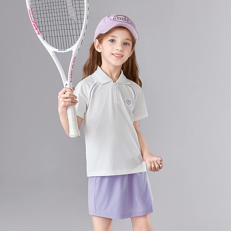 笛莎童装女童25夏中大童夏装儿童polo上衣+短裤套装薄款两件套