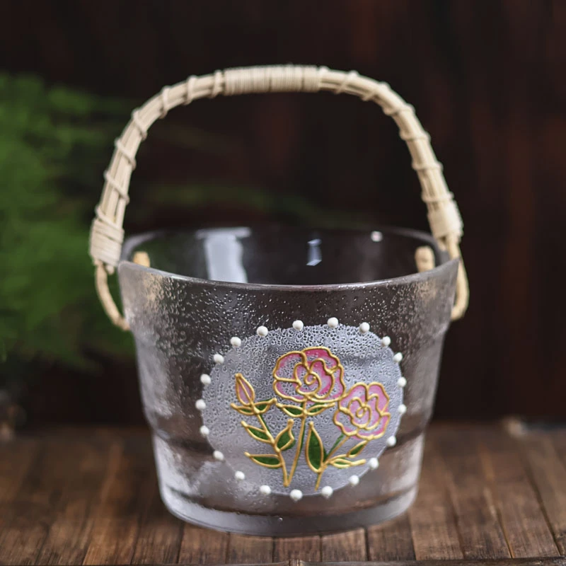 【陶珊居】米色藤编小果篮-玫瑰花（Q4327）