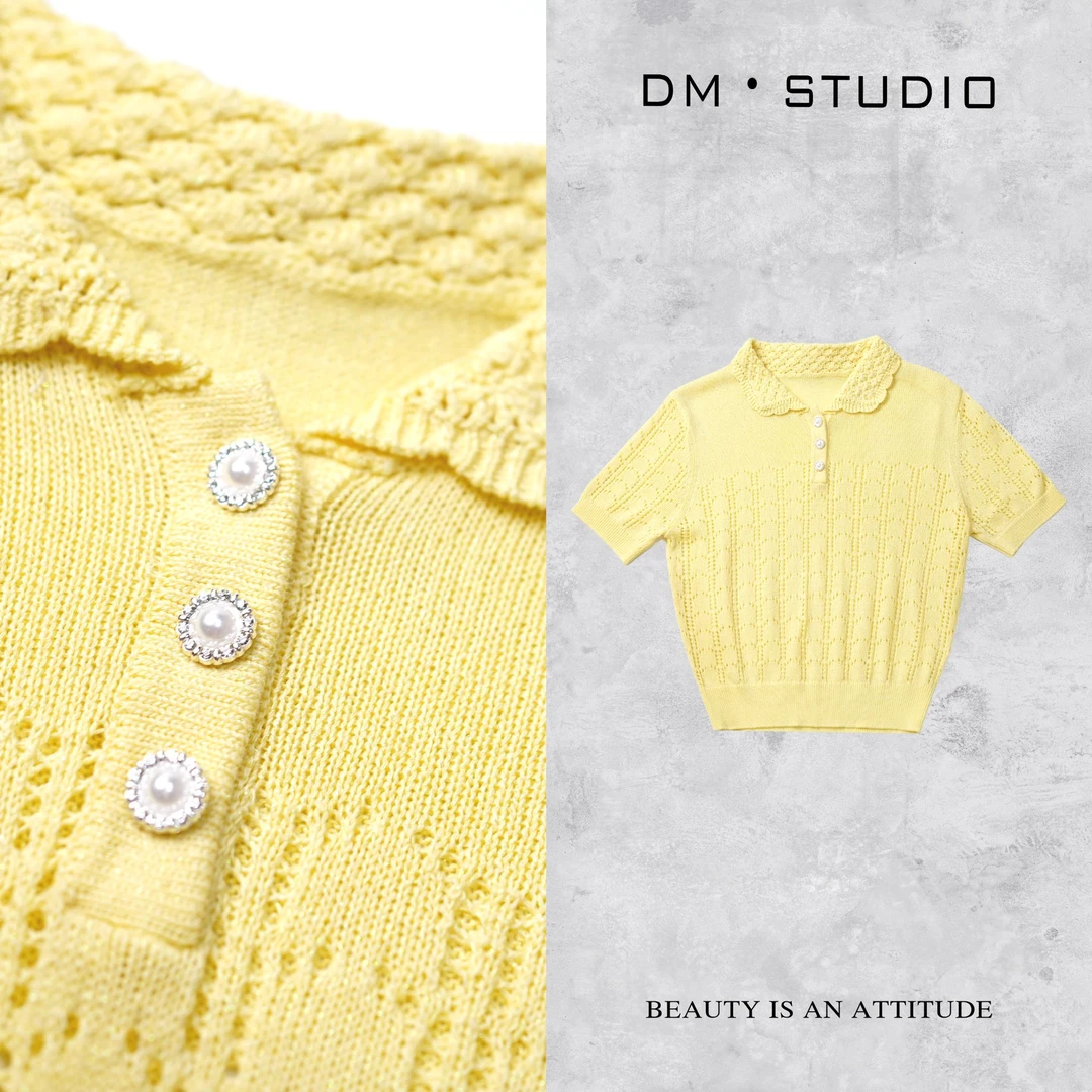 DM•STUDIO/小众减龄镂空透气百搭修身显瘦上衣2504MZZS/6066