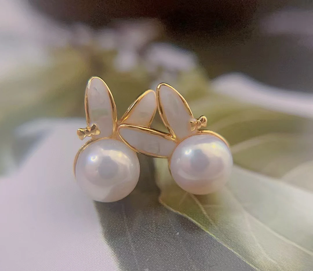 韩版流行真珍珠淡水珍珠耳环女防过敏耳针