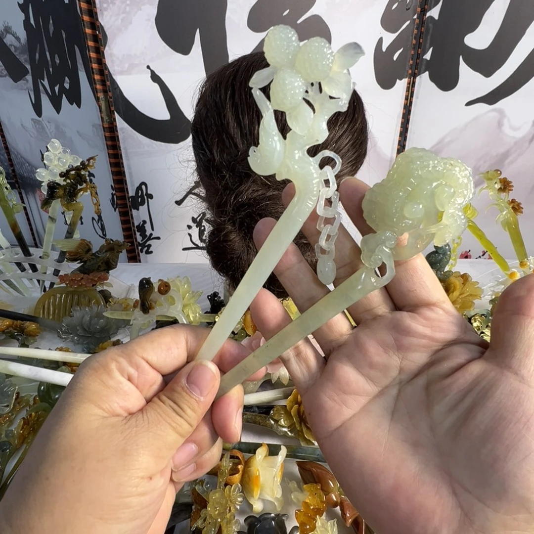 蛇纹石玉未镶嵌发饰