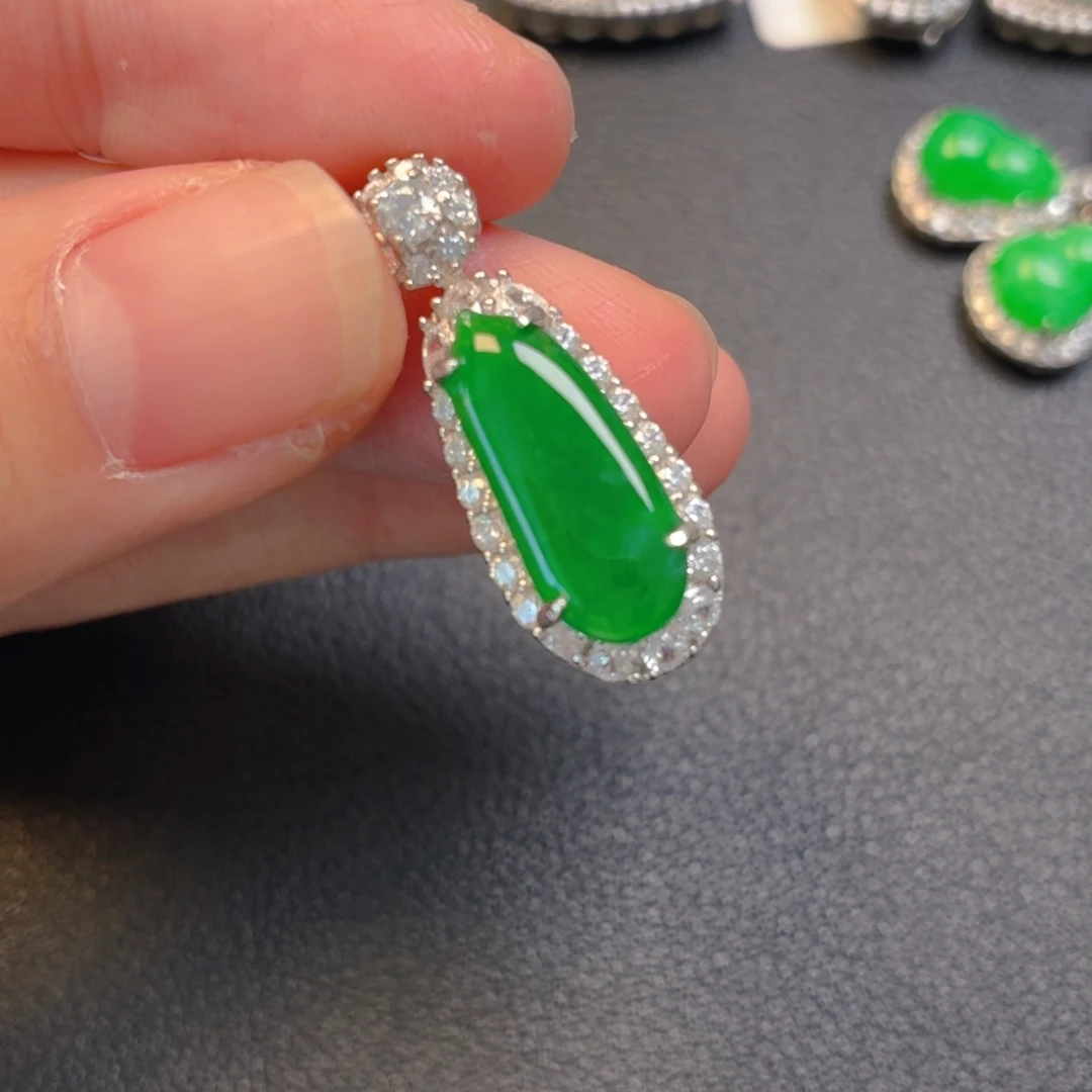 翡翠银S925镶嵌吊坠(不含链)