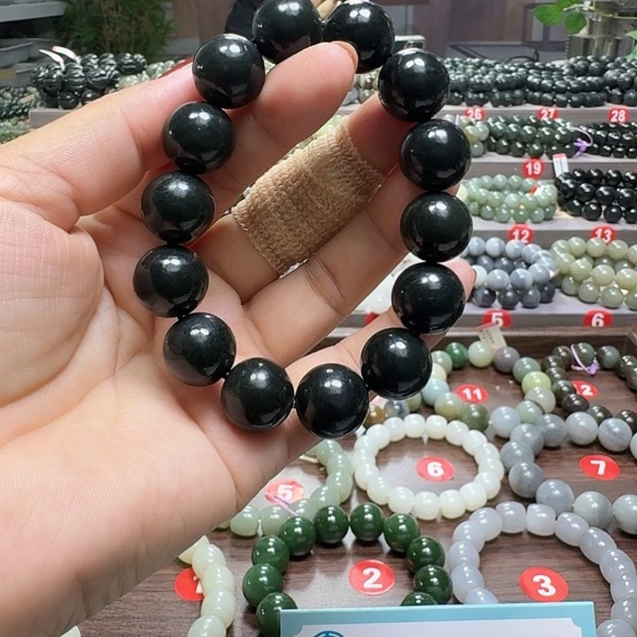 未镶嵌手链和田玉新疆黑青卡16