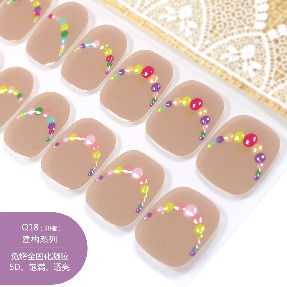 【Q18】免烤灯全固化凝胶美甲贴纸网红同款5d浮雕指甲贴纸女孩ins