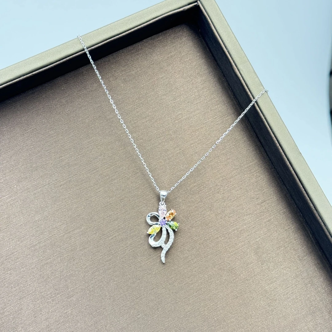 链子925银 A300-时尚彩色石女项链百搭锁骨链颈链轻奢