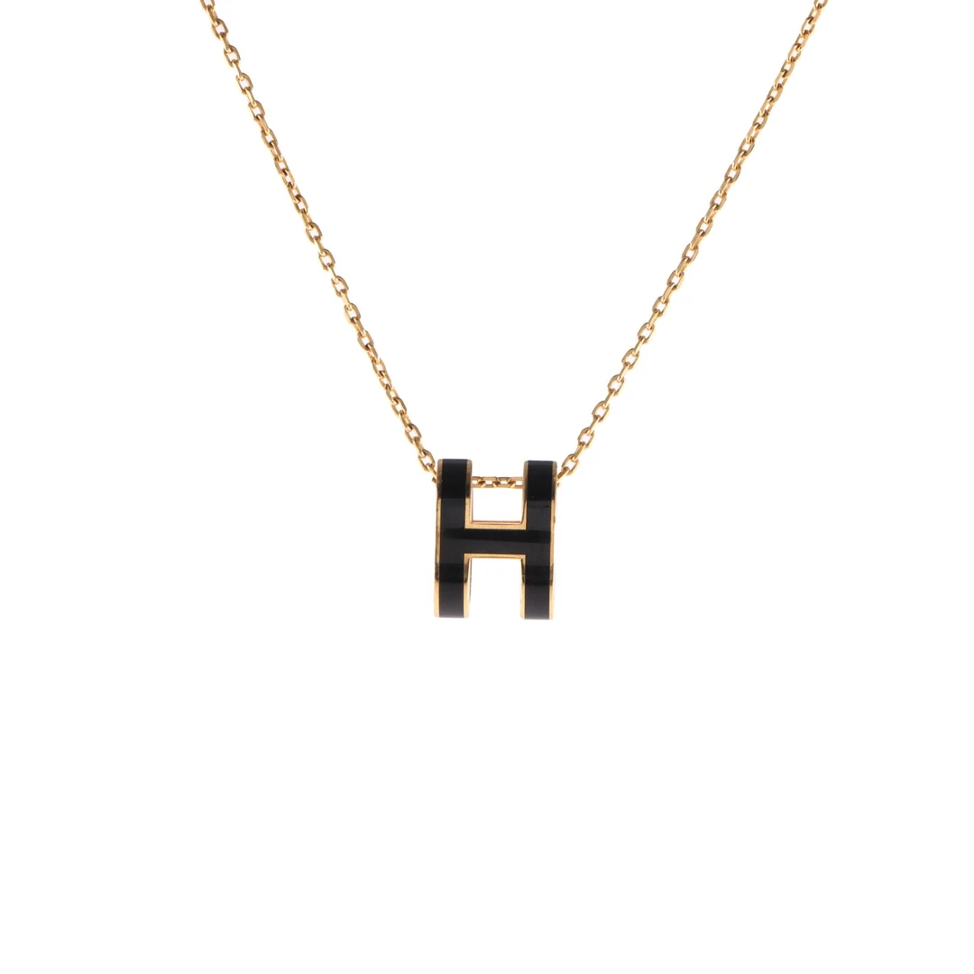 99新 Hermes/爱马仕 【念念】Pop H 项链 小号 金色 黑色