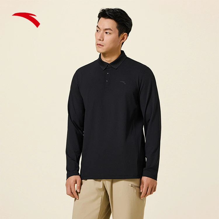 【服饰】安踏速干长袖POLO衫丨运动T恤男秋季经典弹力合身套头衫