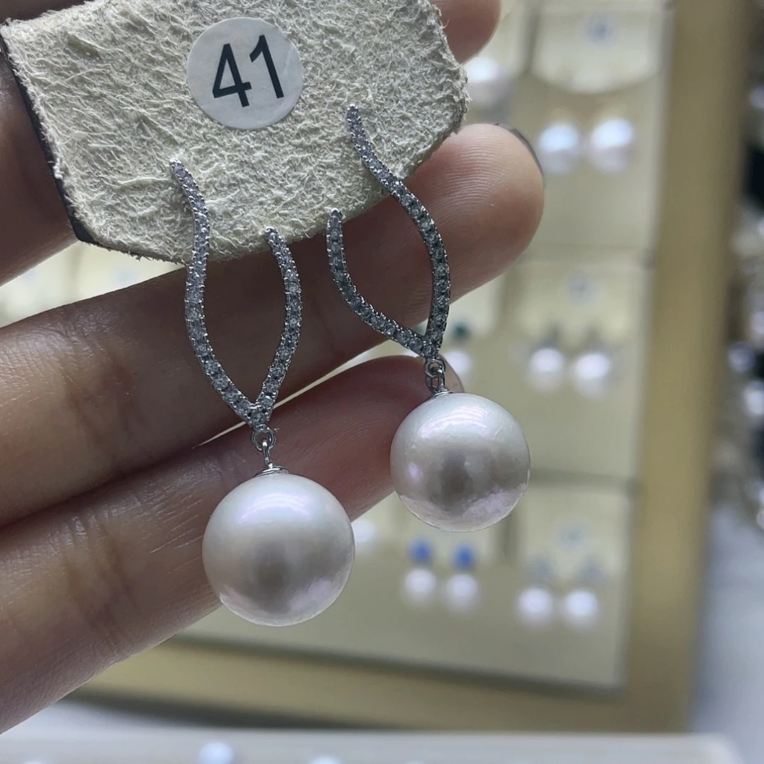 淡水珍珠耳饰银S925镶嵌