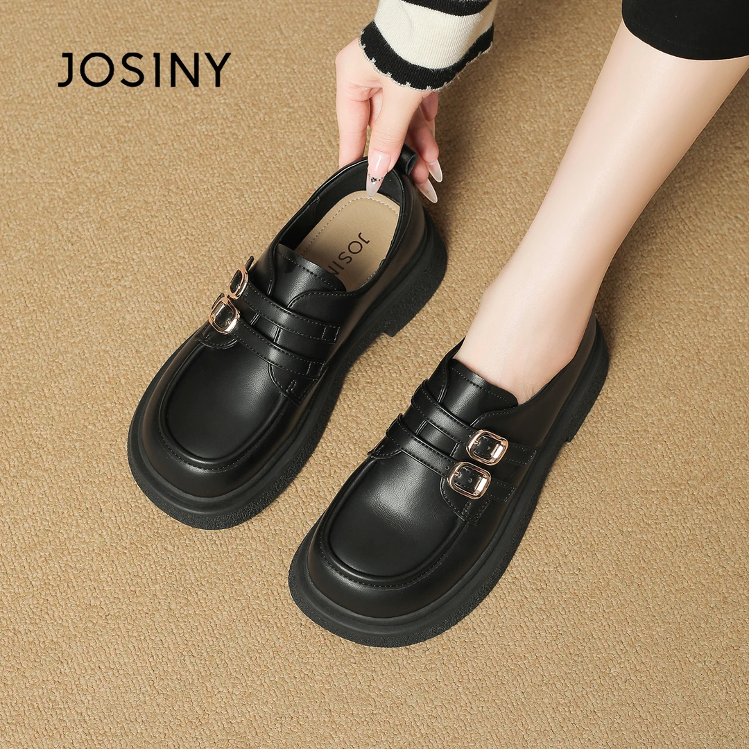 卓诗尼厚底乐福鞋女款2025新款春秋英伦风粗跟小皮鞋一脚蹬单鞋子