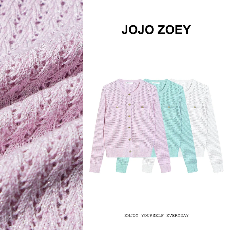 JOJO ZOEY【清仓NO退换】椿野初见~针织开衫圆领百搭上衣zz-3516
