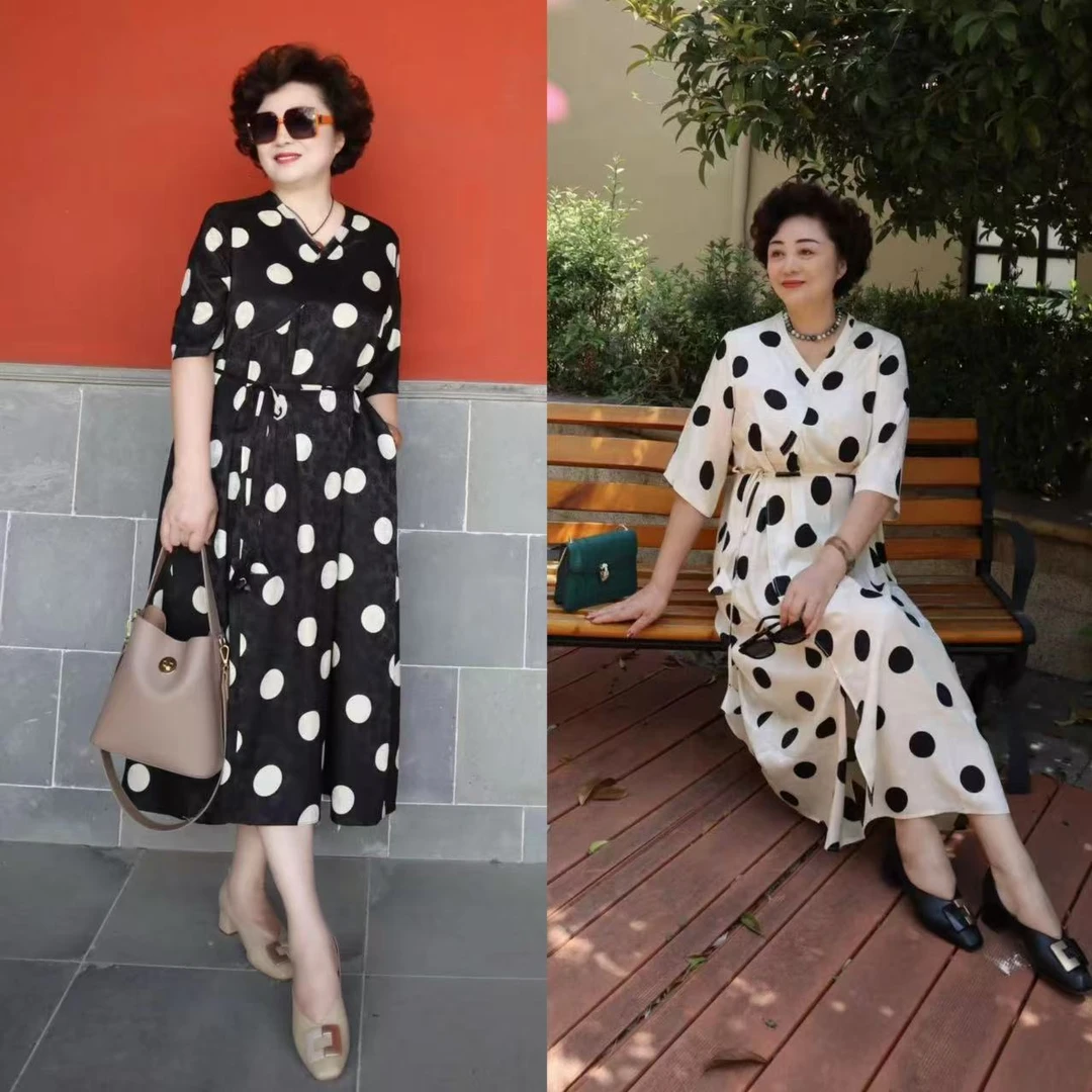 松紧腰吊带波点长裙懒人风连衣裙减龄韩版连衣裙洋气女装网红