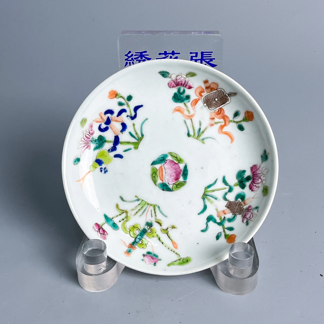 清 粉彩花卉盘-M2XIZ001C98/古董瓷器/文物收藏/绣花张