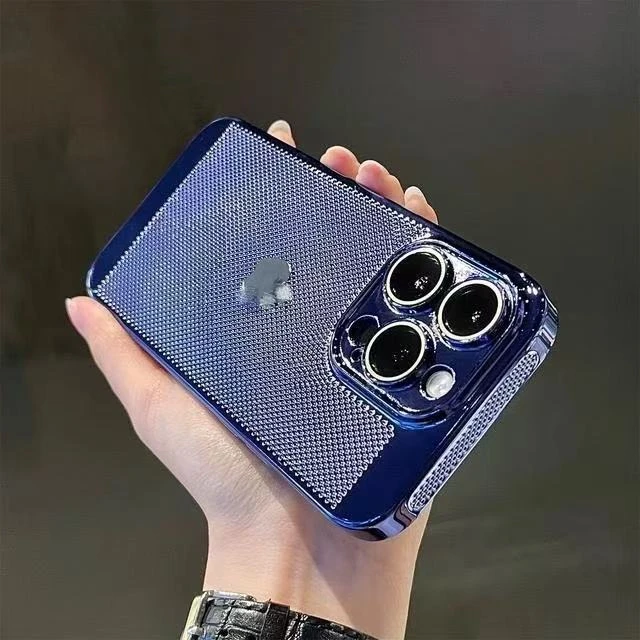 适用于苹果13手机壳13Promax带镜头膜iPhone13Pro电镀网孔散热