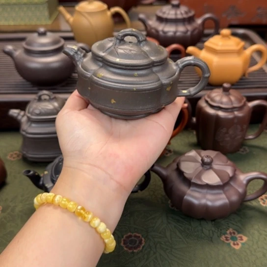 茶壶紫砂海棠竹鼓洒金