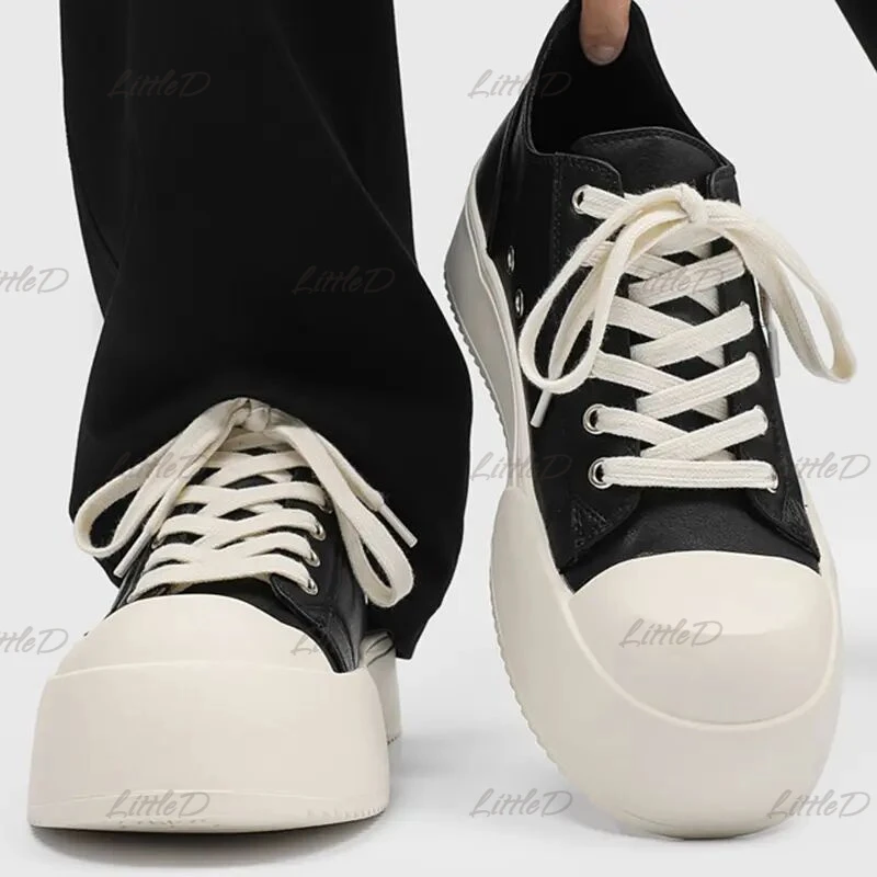 小鬼同款大头鞋子男士2025新款夏季厚底增高休闲板鞋黑色情侣潮鞋