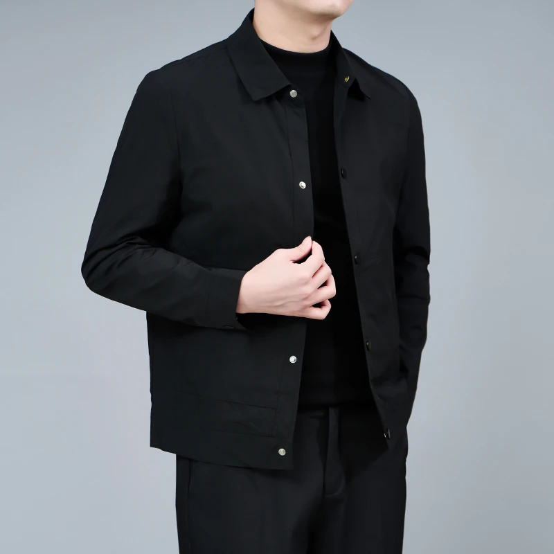 翻领秋冬季男加棉加厚百搭夹克休闲薄棉衣青年正肩商务二棉外套