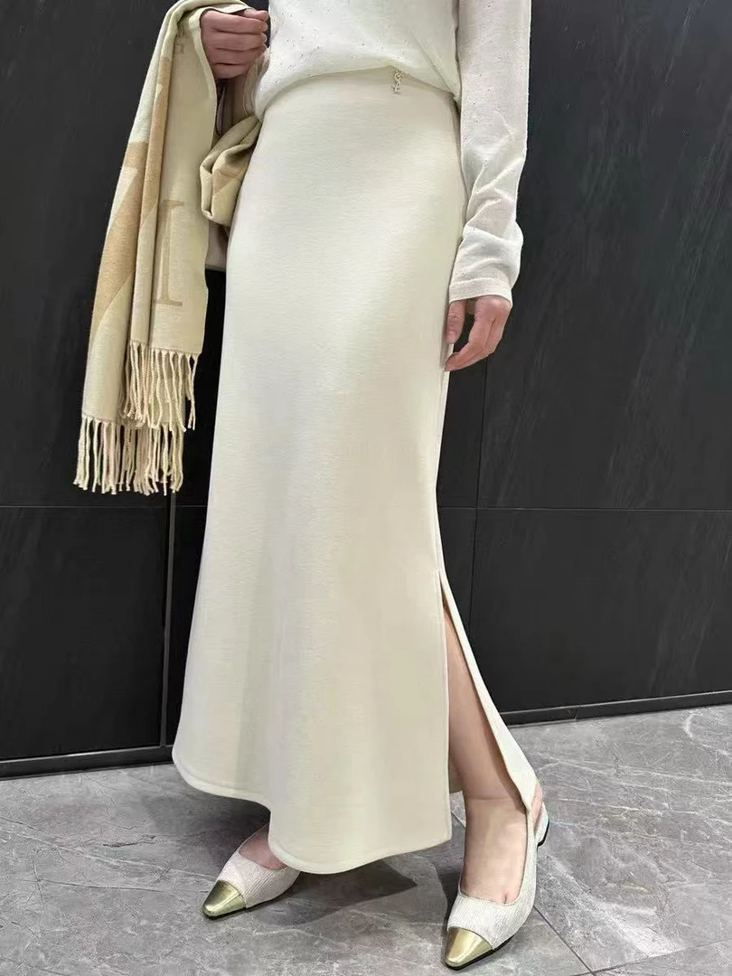 加绒加厚丝绒鱼尾裙冬季秋冬高腰显瘦气质半身裙长款