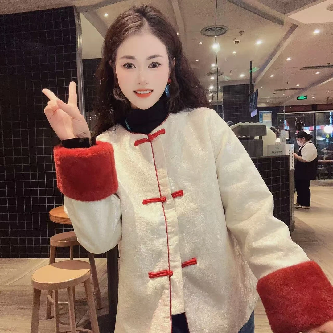 常规棉服棉衣厚款时尚盘扣长袖网红加绒加厚款中式女外套