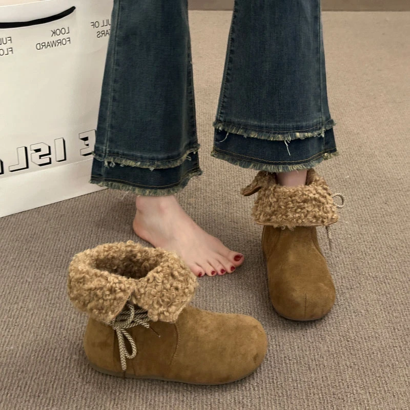 内增高加绒保暖加厚两穿勃肯鞋雪地靴女2025新款冬季毛毛短靴棉鞋