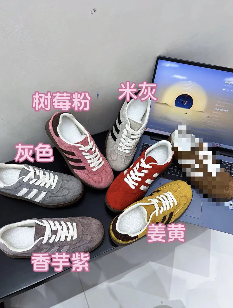 (欧尼)2025春新款女鞋跟高3cm三条杠德讯阿甘鞋女鞋百搭时尚板鞋