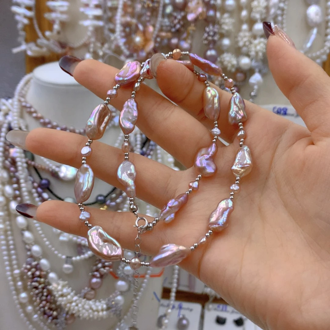 淡水珍珠耳饰银S925镶嵌繁*花