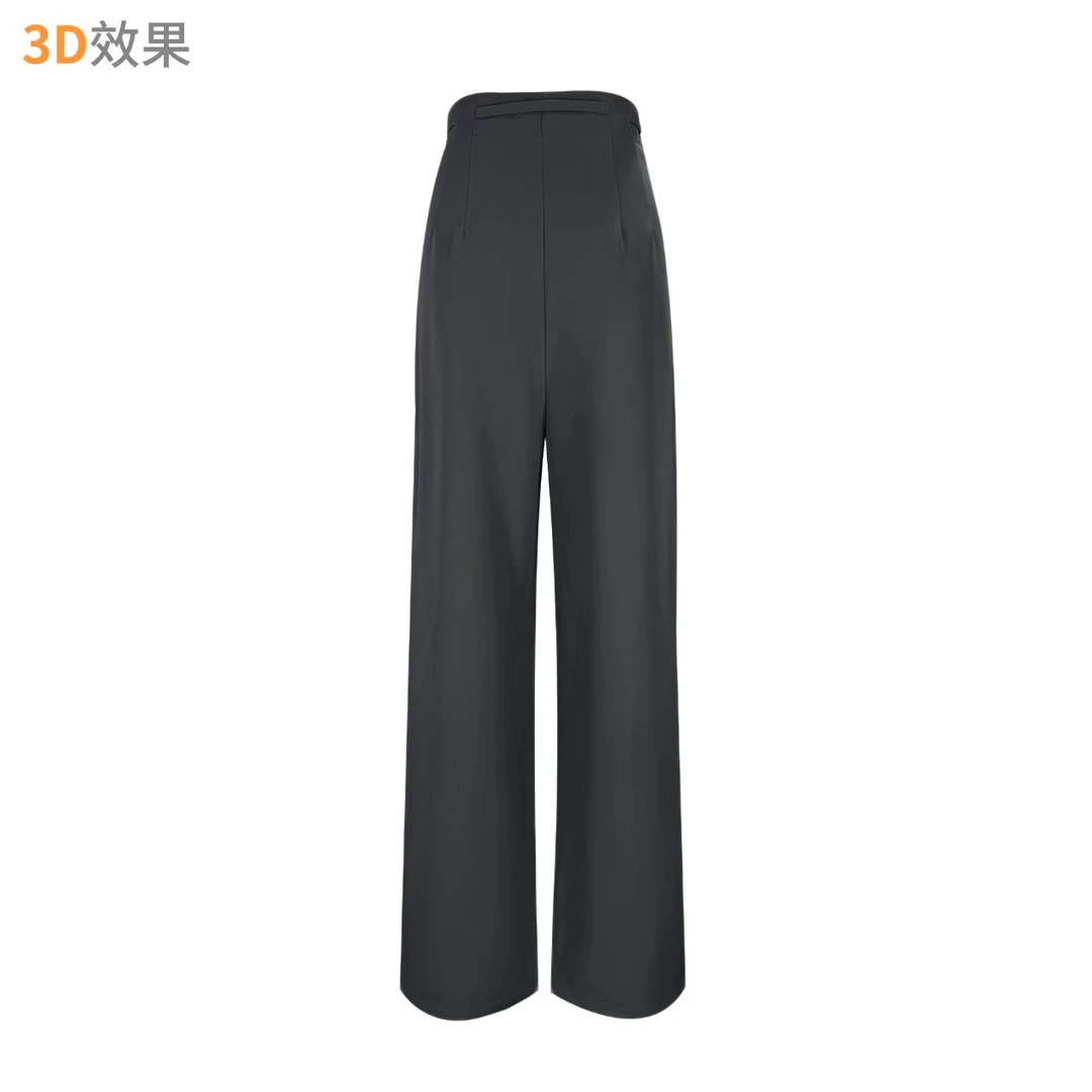 一线专业品牌女款--摩安莉MO&ANLY当季新款韩版系带款直筒裤
