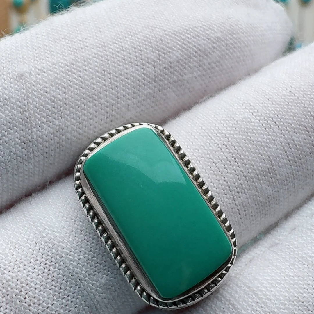 绿松石银S925镶嵌戒指