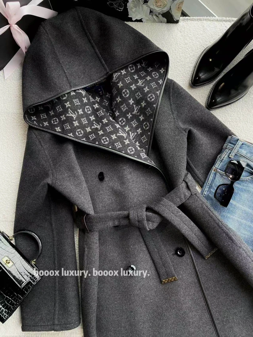未使用 LouisVuitton/路易威登 cc980 绵羊毛 23ss内里老花大衣36