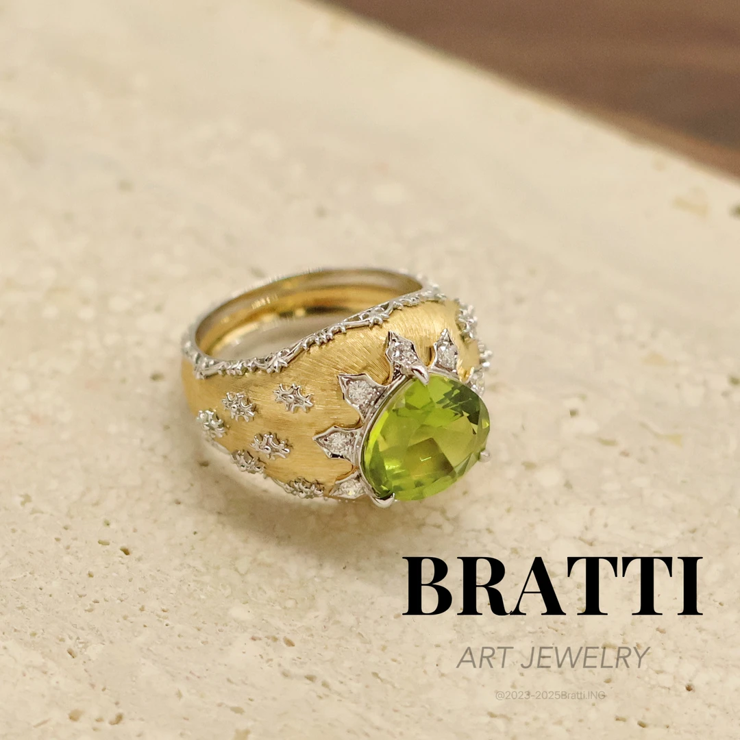 Bratti珠宝18K金“鸡尾酒晚宴”橄榄石钻石戒指（吉尔德大证）