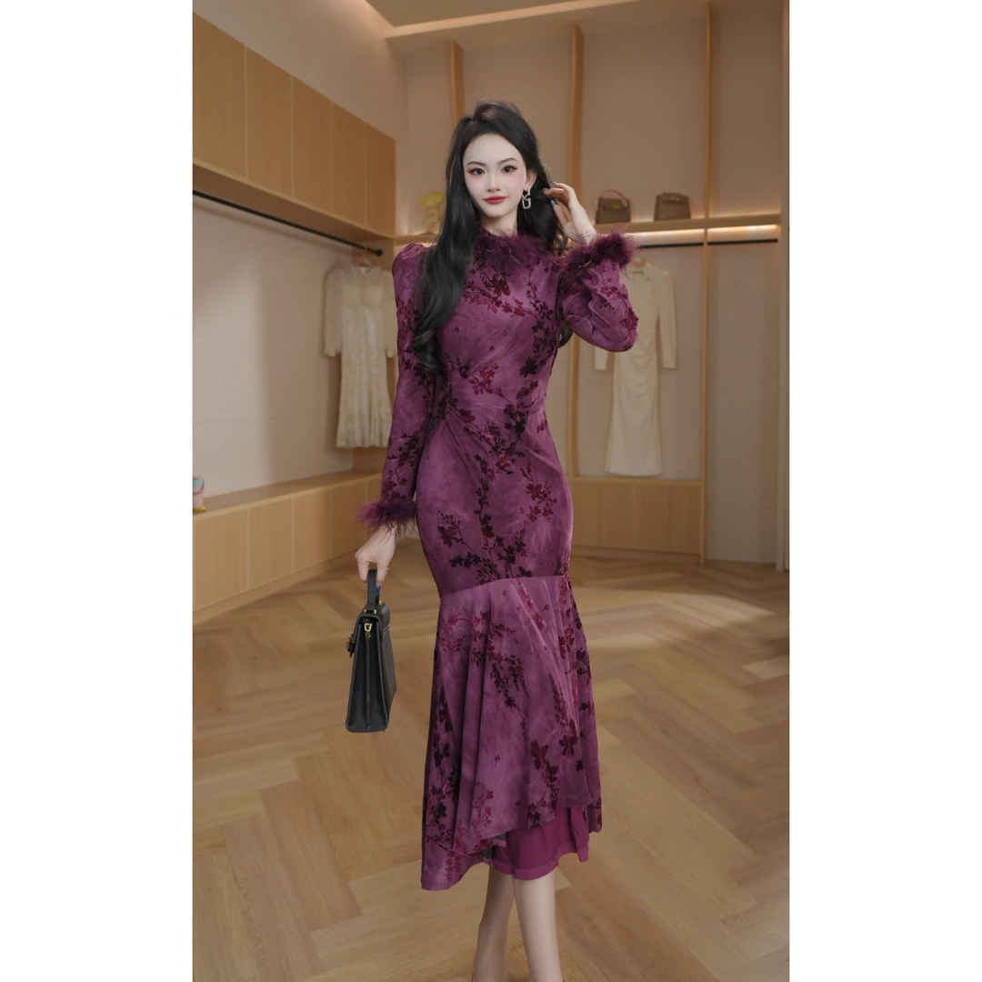 【香香定制】新款修身显瘦气质优雅轻奢高级感连衣裙45061