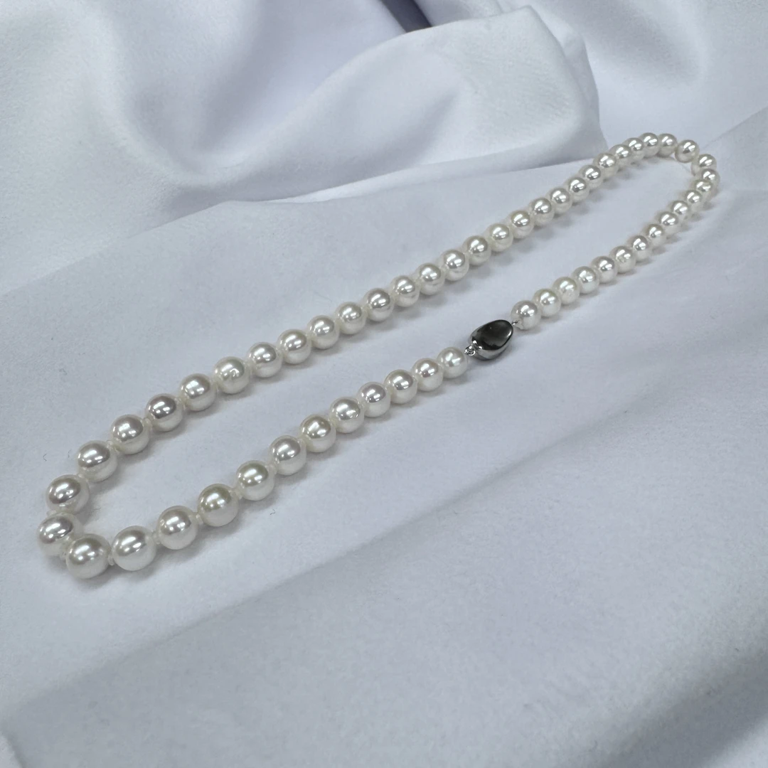 【毕业款】7-8mm天然淡水无核珍珠项链S925银元宝扣时尚百搭简约
