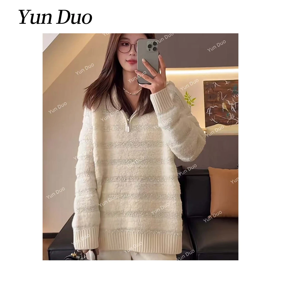 云朵定制【空心格】半拉链纹理感连帽毛衣LG62