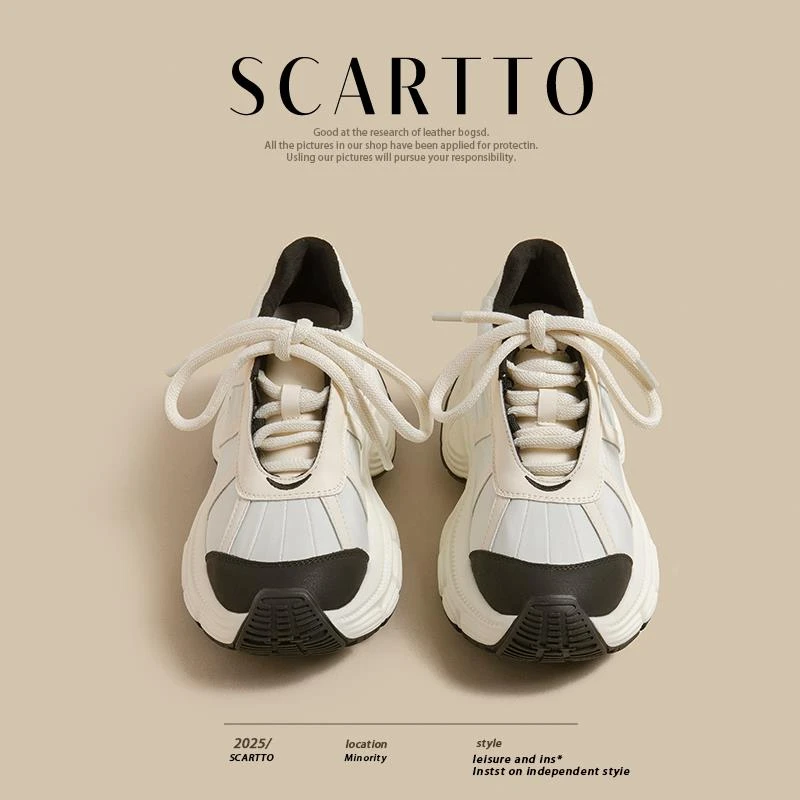 CREW&KNOW8厘米】早秋真皮厚底时尚舒适软底百搭运动老爹