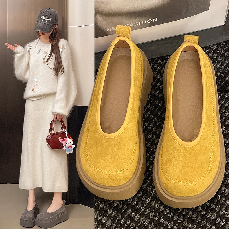 复古小个子勃肯鞋女2025年春季新款大头丑萌百搭厚底休闲松糕鞋女