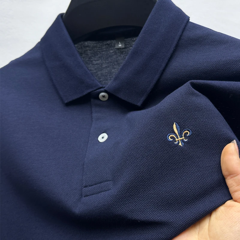 ZaSaFran夏季刺绣t恤男短袖翻领纯色透气珠地棉polo衫男装新款潮
