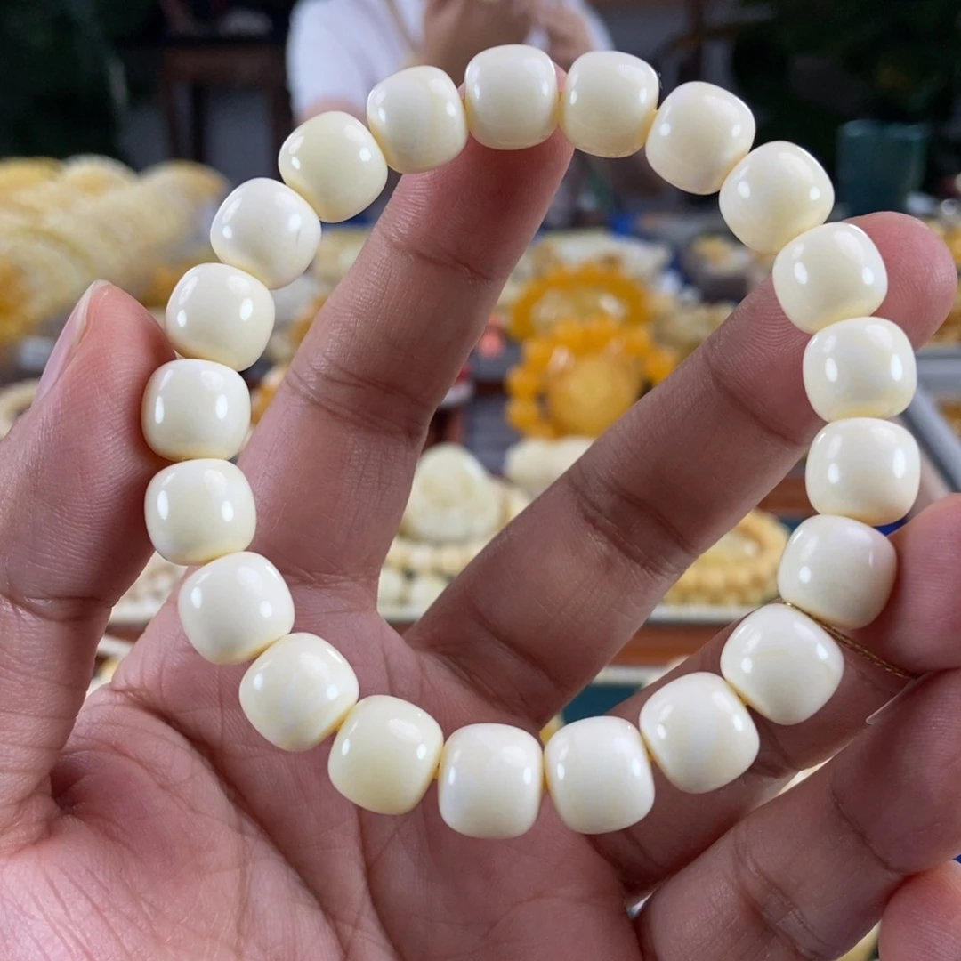 琥珀未镶嵌珠宝奇石11瓷白蜡同料串17.16