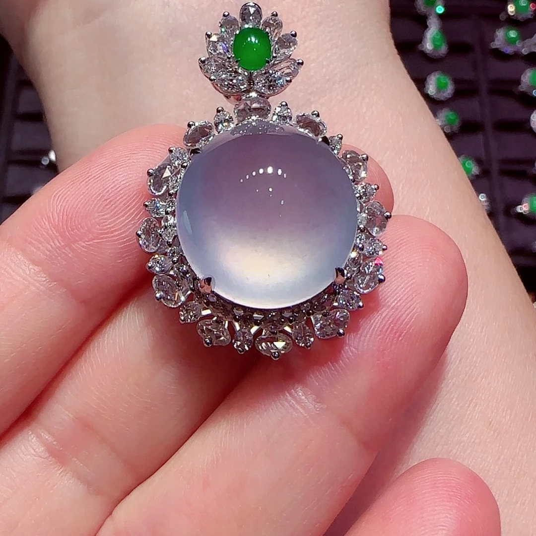 吊坠(不含链)18K金镶嵌翡翠吊坠