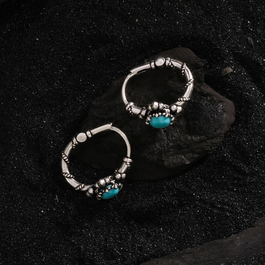 925银耳饰 E26091 松松十字花做旧耳扣气质蓝色百搭简约精致