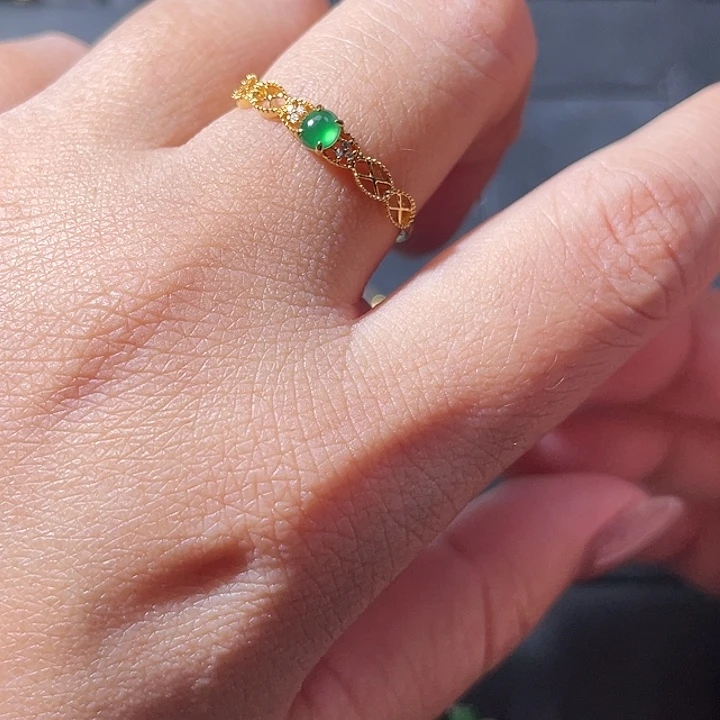 吊坠(不含链)18K金镶嵌翡翠